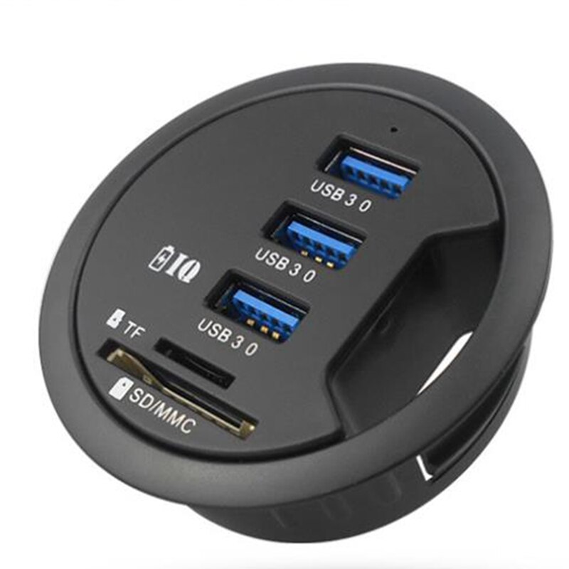 USB Desk Hub USB3.0 HUB with 3 Port USB3.0 TF/SD/MMC Adapter for Desktop PC USB HUB Desk Mount USB 3.0 Splitter,US Plug