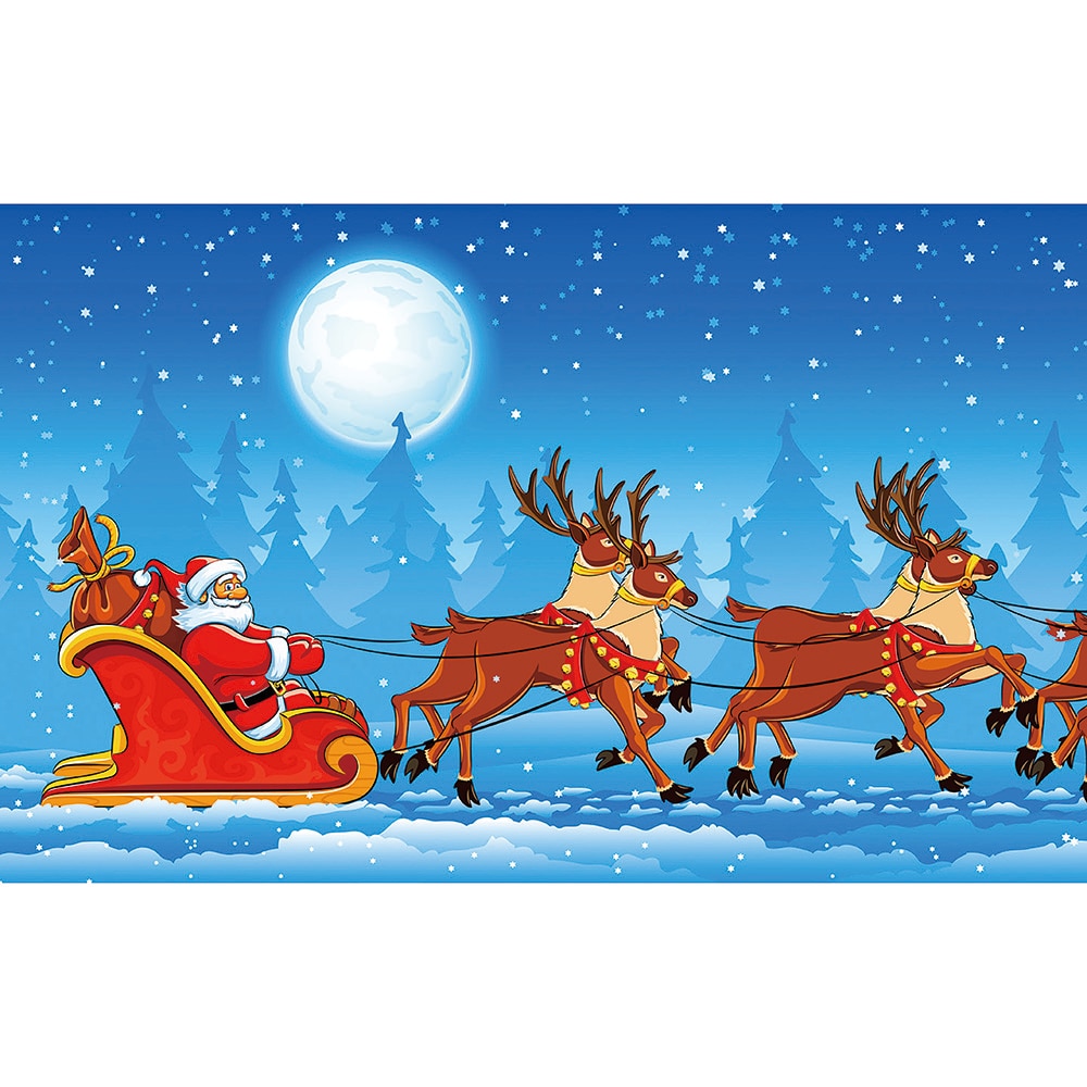 Christmas Santa Clous Slee Rendieren 3x5ft 150X90CM Banner 100D Polyester Grommets,