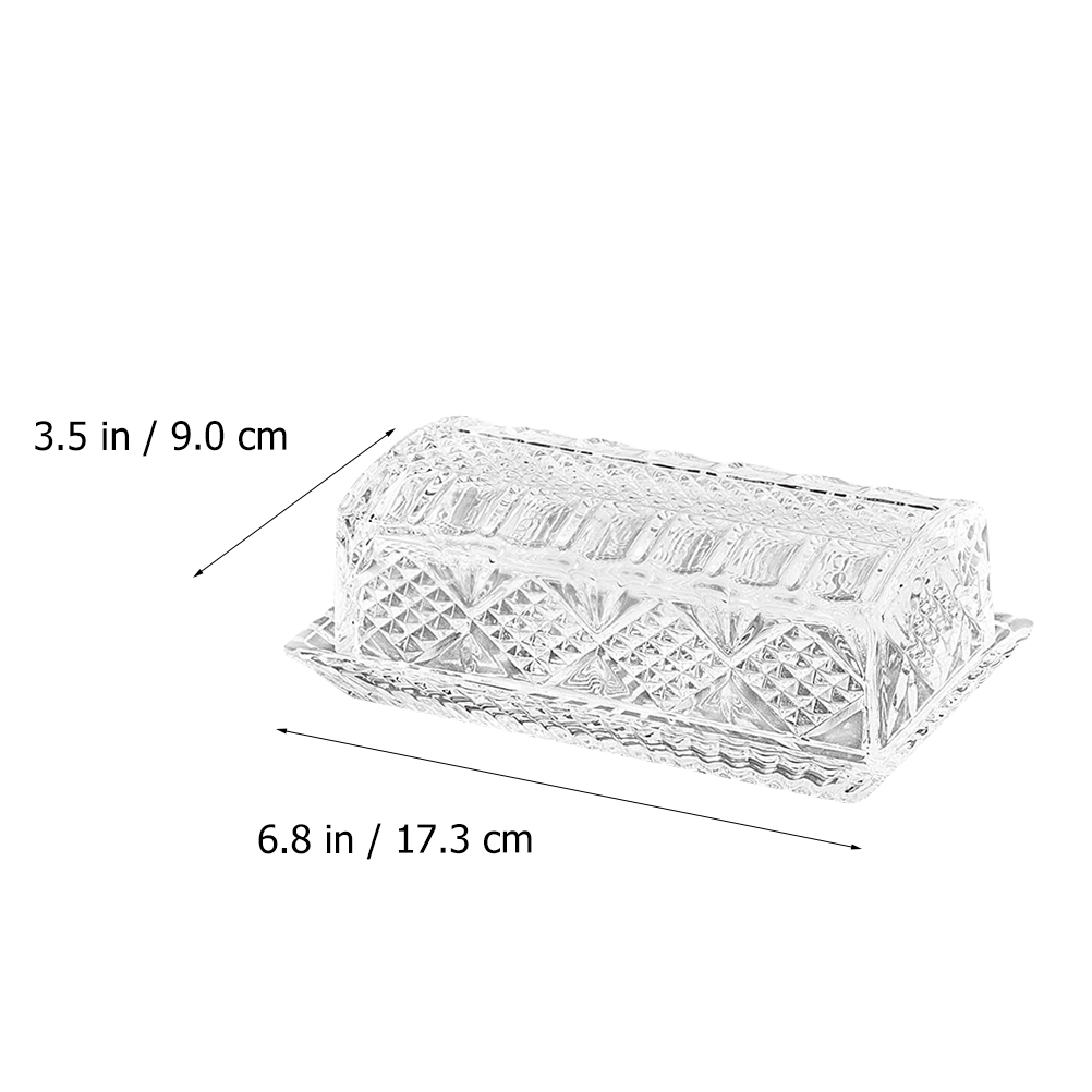 Plateau à beurre en verre Transparent, boîte à beurre, couvercle anti-poussière, plateau à gâteaux, vaisselle de table, beurre, Dessert, récipient alimentaire, 1 ensemble: Tray  02