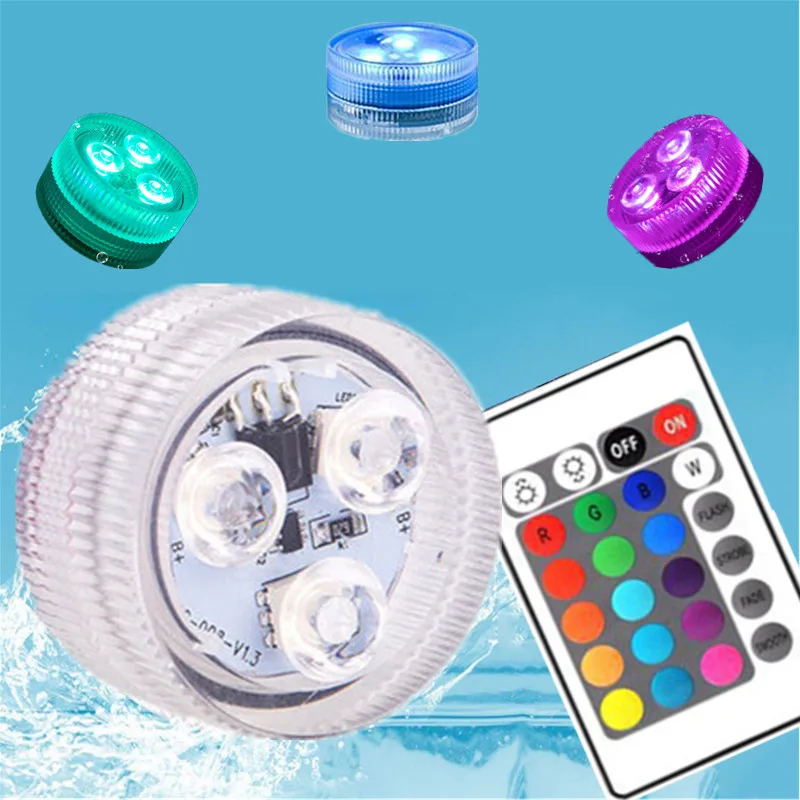 Fernbedienung CoSubmersible 3 LED Unterwasser Licht Mit Batterie RGB Nachtlicht Für Aquarium Schwimmbad Hochzeit Party Lampe