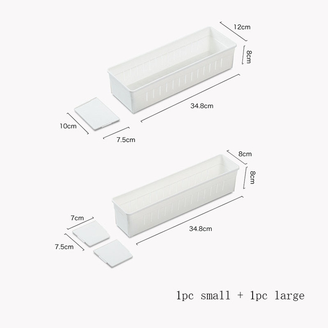 Cajones de almacenamiento de cubiertos de plástico organizador de cocina para el hogar, cajón de almacenamiento de herramientas, cosméticos, armario organizador para cajón de almacenamiento de cocina: 1 Small 1 Large