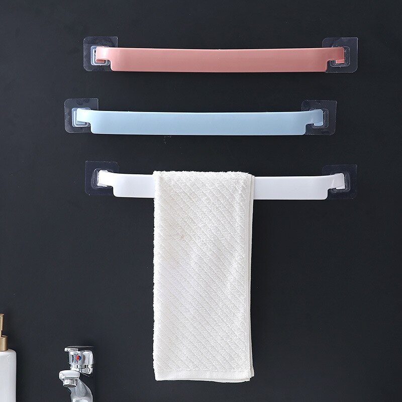 1pcs Towel Bar Free Perforated Bathroom Double Pole Wall Hanging Towel Rack Toilet Single Pole Slippers Bar