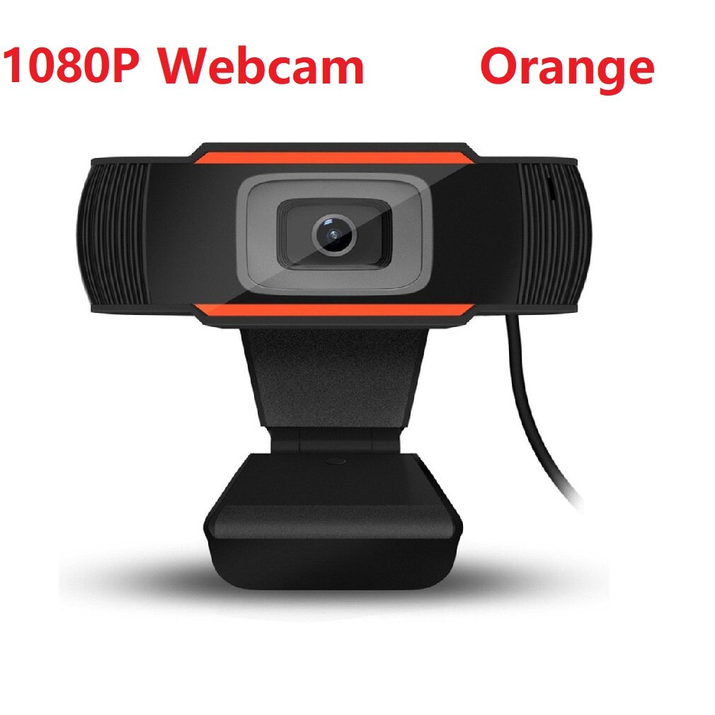 30 grader roterbar 2.0 hd webcam 1080p usb kamera videooptagelse web kamera med mikrofon til pc-computer: 1080p- orange