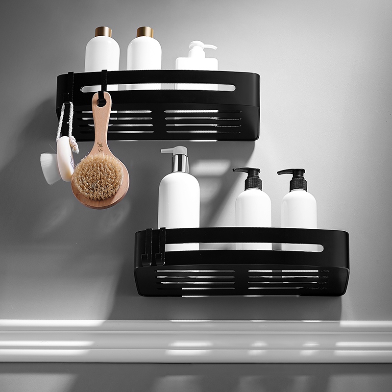 Estantería de aluminio para baño, accesorios de baño negros, estante de esquina para ducha, estante de almacenamiento de champú, soporte para cesta de baño A08-625