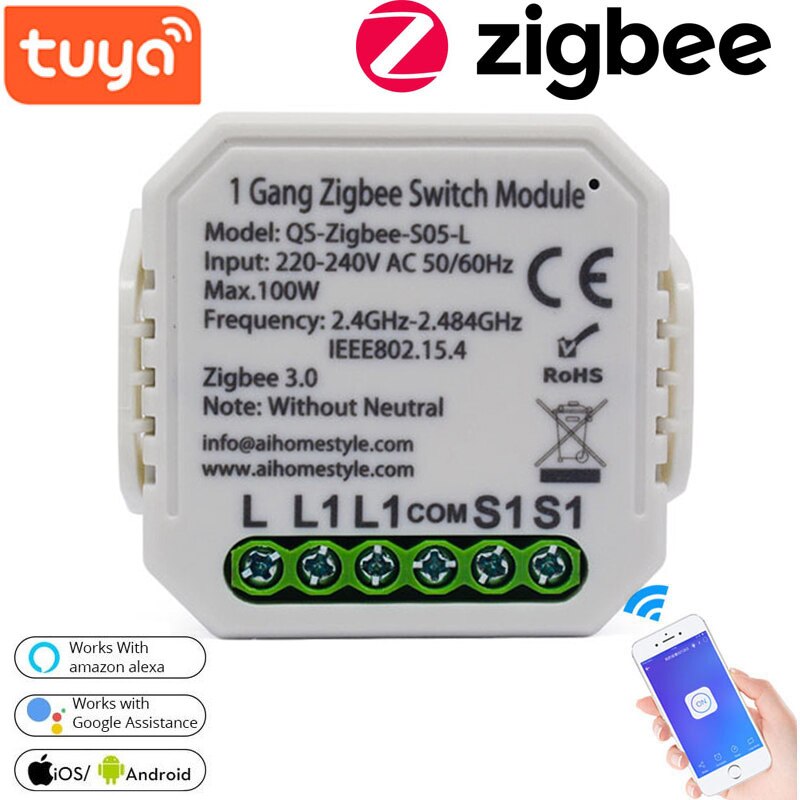 Tuya zigbee-kytkinmoduuli älykäs kotitalousmuunninmoduuli ei/neutraali langaton valokytkin monikäyttöinen työkalu