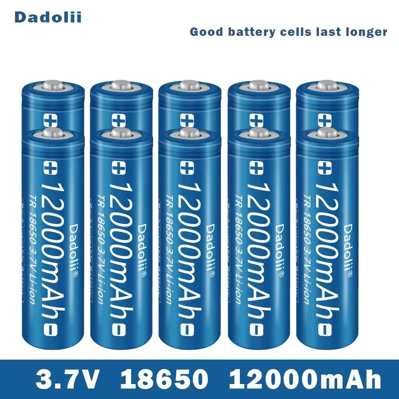 Lithium ion rechargeable battery for flashlight, 18650 V rechargeable battery, 3.718650 mAh capacity, 12000: Gold