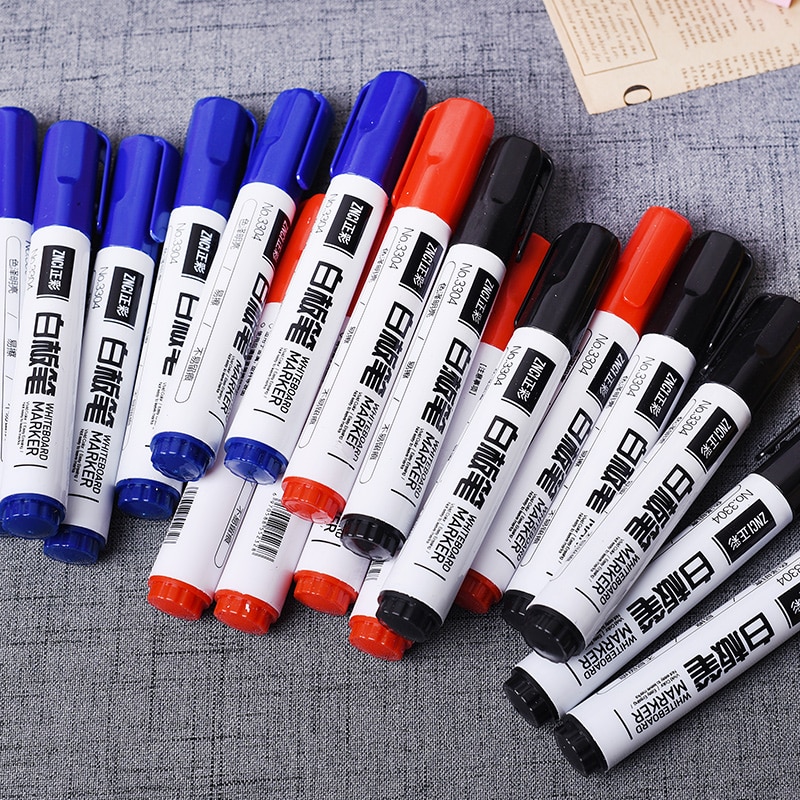 10 stks uitwisbare Whiteboard Marker Rood zwarte inkt pen voor witte boord Briefpapier Office materiaal schoolbenodigdheden 2501