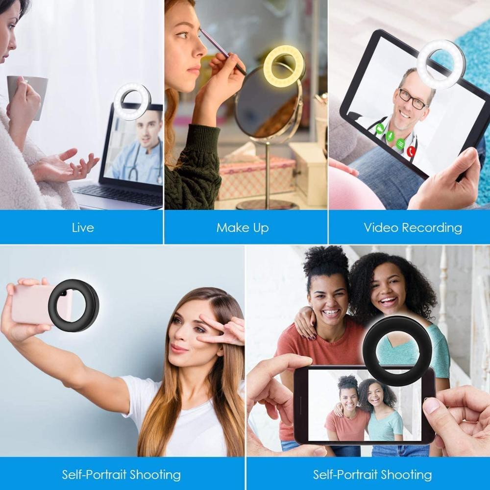 Selfie LED Lamps Selfie Ring Light For iPhone Andriod Supplementary Vlog Ring Light Selfie Fill Light Enhancing USB Charge