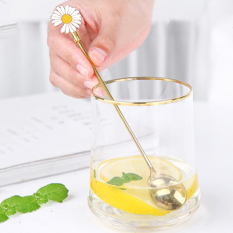 1Pc Rvs Kersenbloesem Lepel Vork Taart Koffie Dessert Thee Ijs Roeren Lepels Leuke Daisy Keuken Theelepel