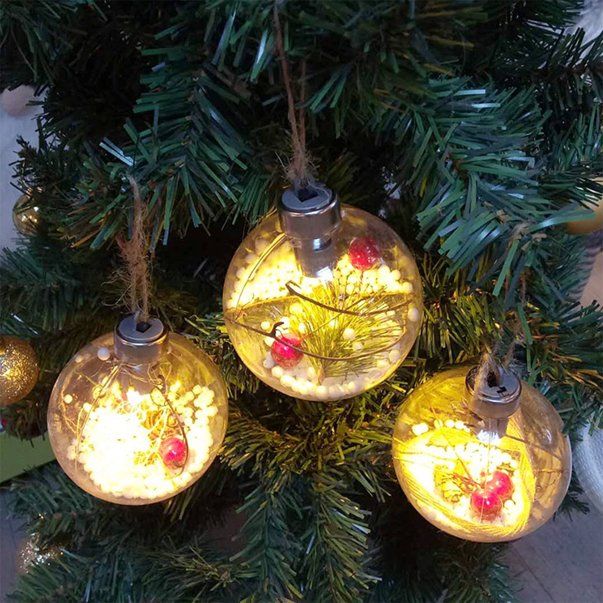 Creatieve Kerst Decoratie Bal Met Verlichting Ronde Transparante Bal Gloeiende Huishouden Hanger