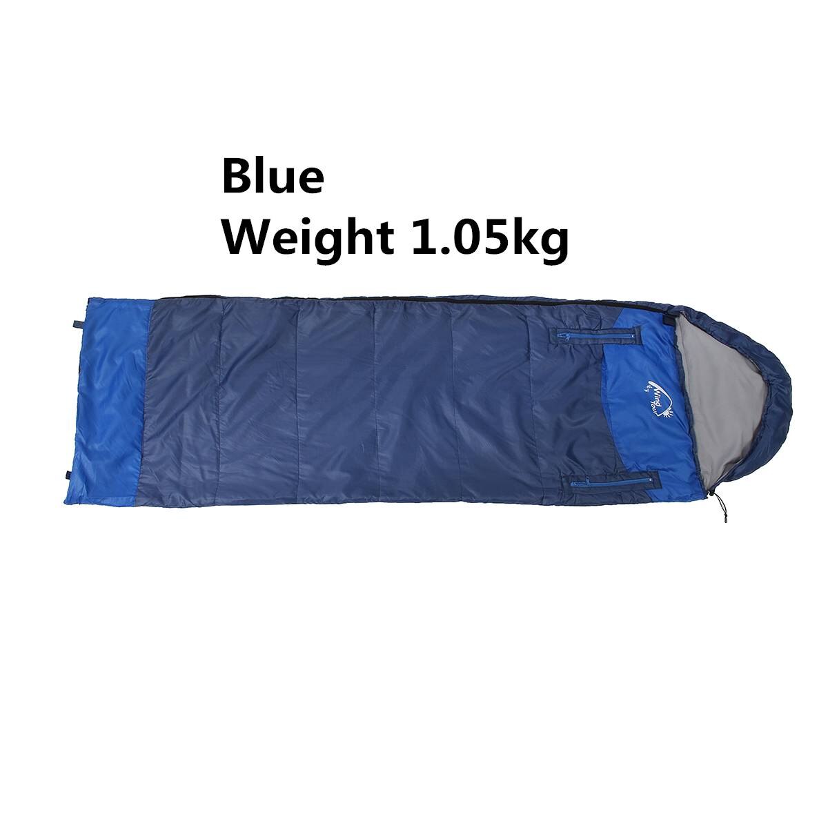 Outdoor Camping Sleeping Bag winter warm Ultralight Compression Pack Envelope Waterproof Spliced double Sleeping bag +Storag bag: Blue 1.05kg