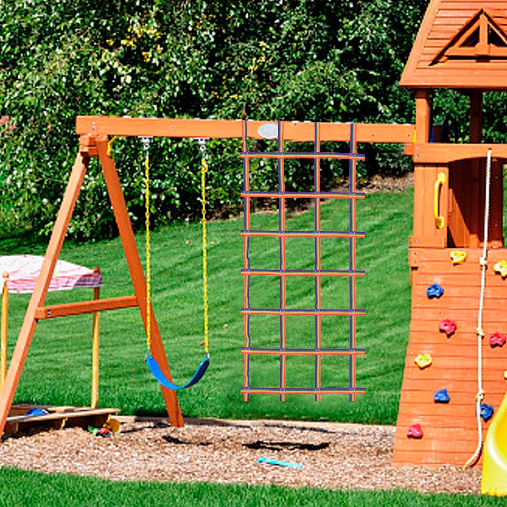 Kids Crawling Net Playground Cargo Net 89 Inch X 46 Inch Outdoor Children Climbing Cargo Net Rainbow Ribbon Nets