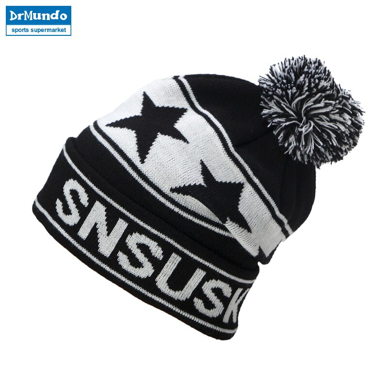 Vinter ski luer snowboard varme ull caps for menn kvinner star hairball kvinnelige lue lue