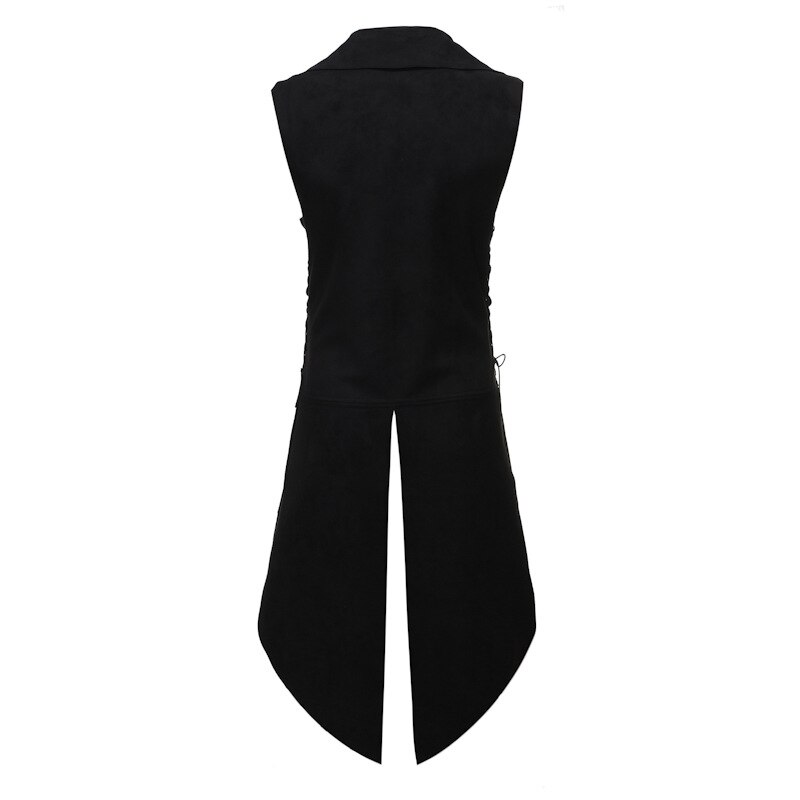 Black Gothic Steampunk Vest Mannen Slim Fit Mouwloze Tailcoat Vest Mannen Middeleeuwse Victoriaanse Cosplay Pak Vest Gilet