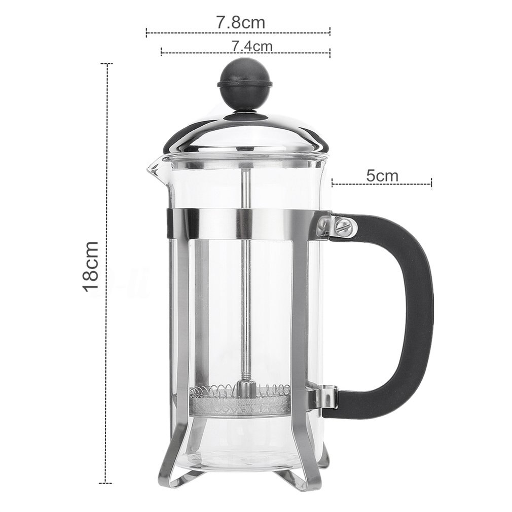 350Ml Compact Size Huishoudelijke Gebruik Rvs Glas Franse Pers Pot Filter Koffiekan Thee Koffiezetapparaat Koffie Tool