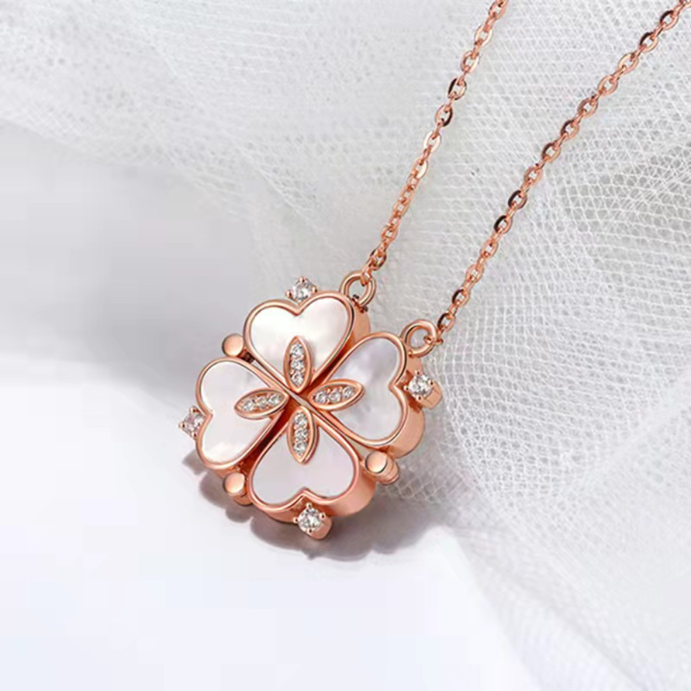 316L Aço Inoxidável Amor Colar Pingente Magnético para Mulheres Colar Trevo Em Forma De Coração Clover Colar Pingente Presente Da Jóia: Violeta cobalto