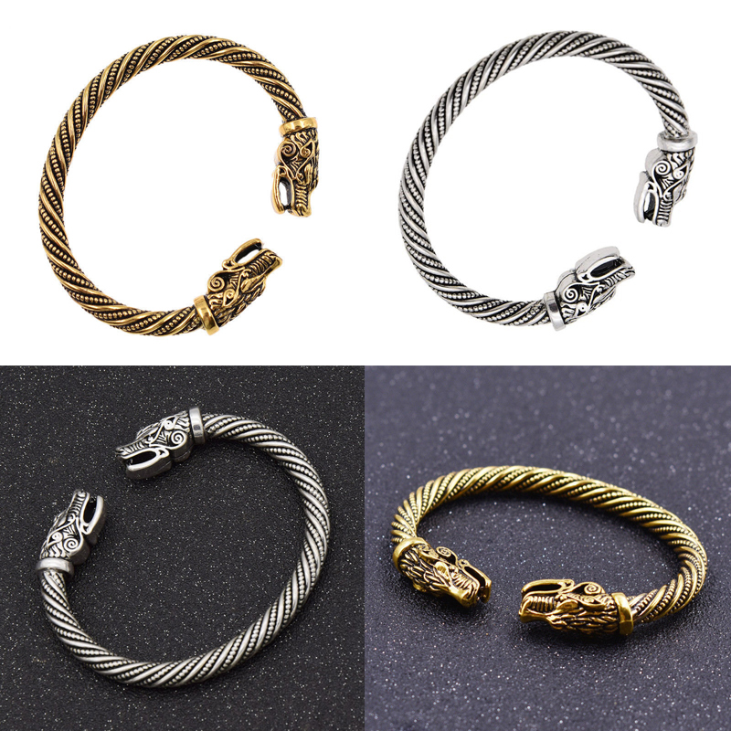 Teen Wolf Head Bangles Indian Jewelry Accessories Viking Bracelet Men Wristband Cuff Bangles For Women Accessories