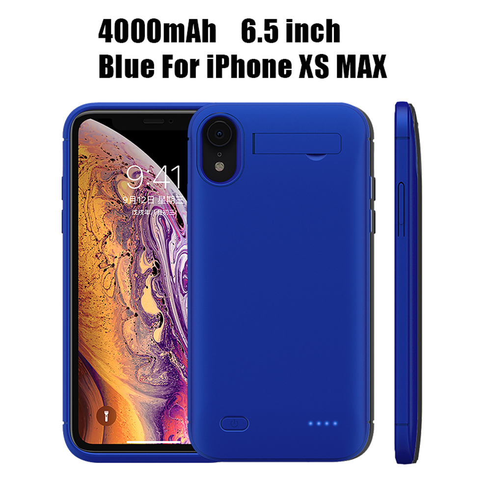 Pinzheng 4000Mah Ultra Slanke Batterij Case Voor Iphone 6 6S 7 8 Plus Opladen Case Voor Iphone X xr Xs Max Battery Charger Case: Blue For i XS MAX