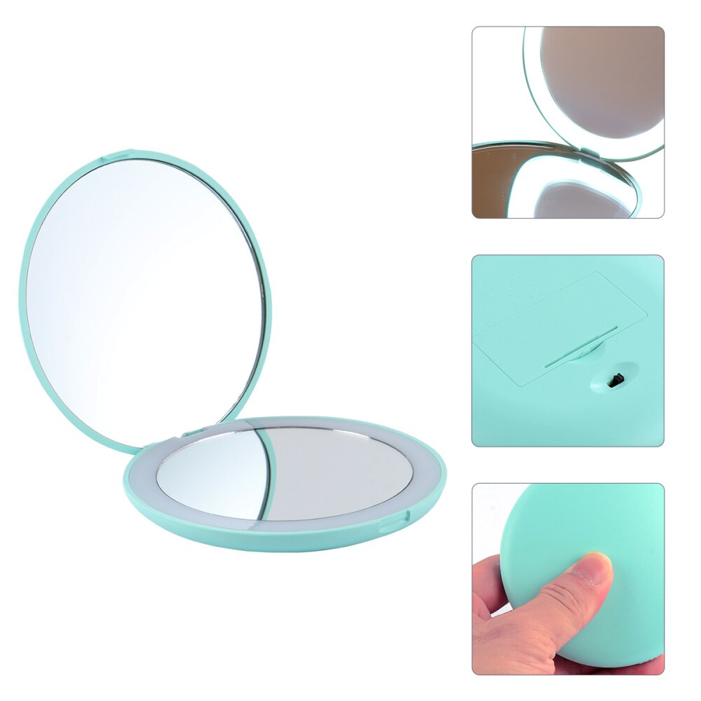 Miroir de maquillage grossissant Portable 10x Mini LED miroir rond miroir de voyage