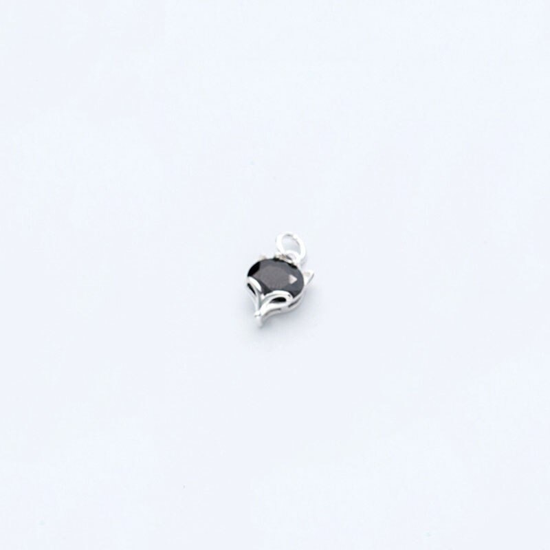 MEETSOFT Trendy S925 Sterling Silver Fox Colorful Zircone anmials Pendenti E Ciondoli Speciale di FAI DA TE Fatti A Mano Monili Pandent Accessori: black