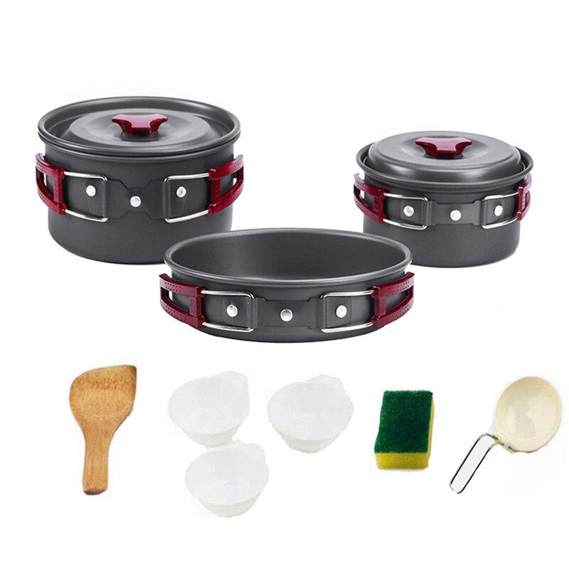 Camping köksredskap köksredskap utomhus aluminium kokkärl vattenkokare vattenkokare resor vandring picknick bekväma köksredskap: 4