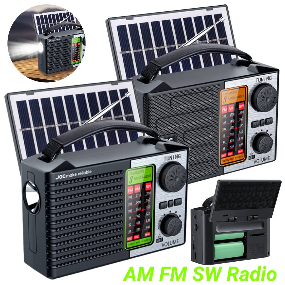 FM AM SW Radio Portable Solar Emergency Radio Receiver Bluetooth Speaker Music Player Full Band Solar Radios with LED Flashlight