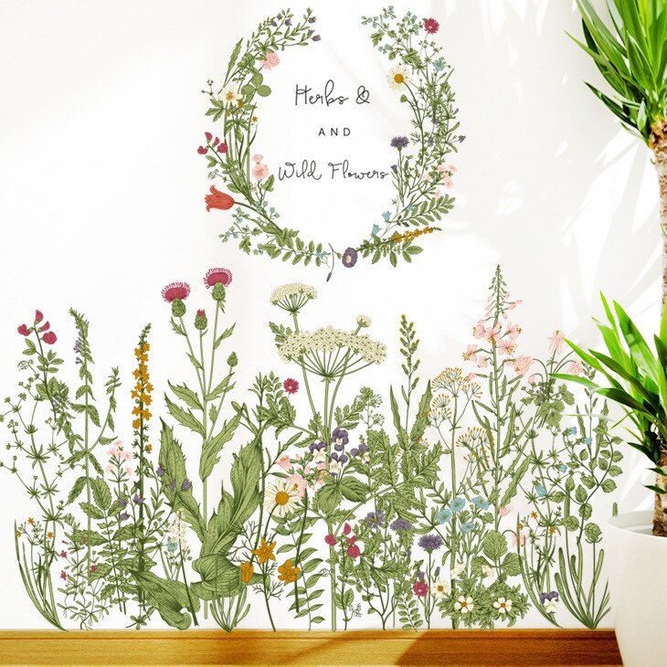 Muurstickers Bloemen Voor Thuis Plint Deur Slaapkamer Decoratie Plant Blad Vinyl Muur Deacls Zelfklevende Wallpapers Muurschilderingen