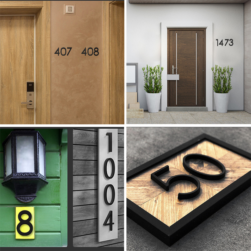 Adres Grote Moderne Deur Alfabet Drijvende Huis Aantal Letters Teken #0-9 Zwarte Cijfers 125Mm 5 In thuis Outdoor
