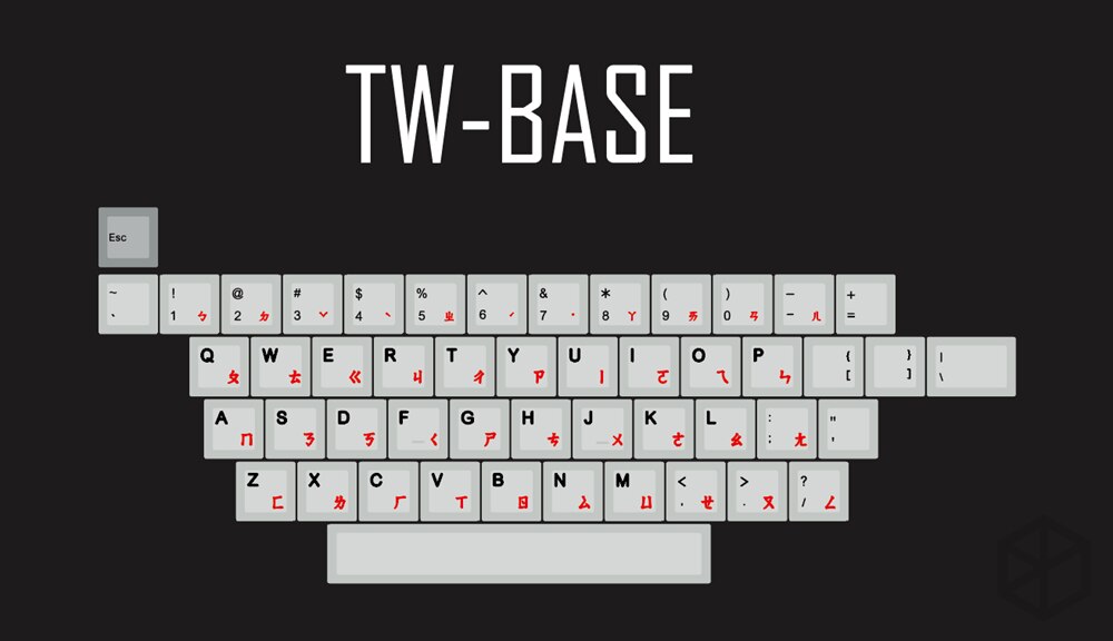 139 TaiWan pinyin Bopomofo font language black red Cherry profile Dye Sub Keycap PBT for gh60 xd60 xd84 tada68 87 104 108: TaiWan Base x1