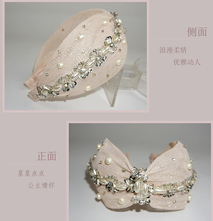 Kant Parel Kristal Knoop Bloem Hoofdbanden Voor Vrouwen Brede Hoofdband Haaraccessoires Haarband Kroon Bloem Haarbanden Head Wrap