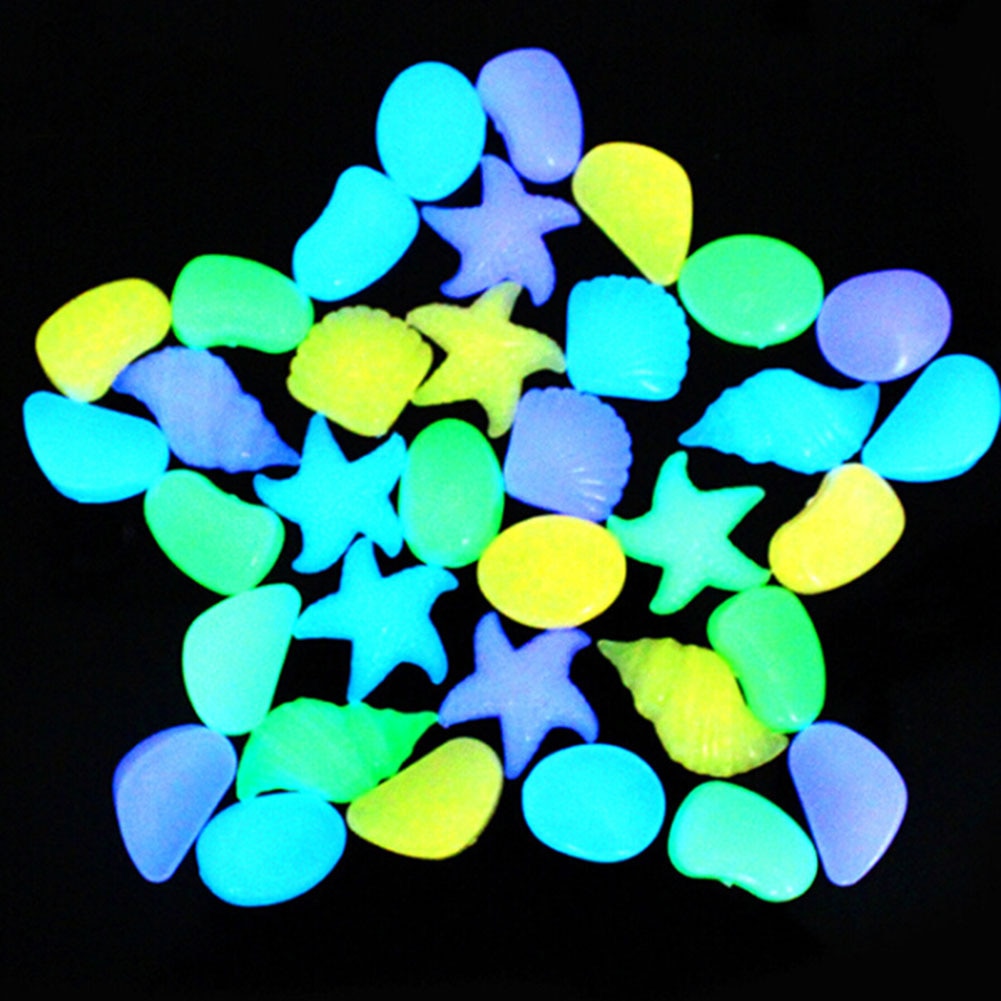 1 stuks/verpakking, willekeurige kleur, lichtgevende stenen schelpen, aquariumdecoratie