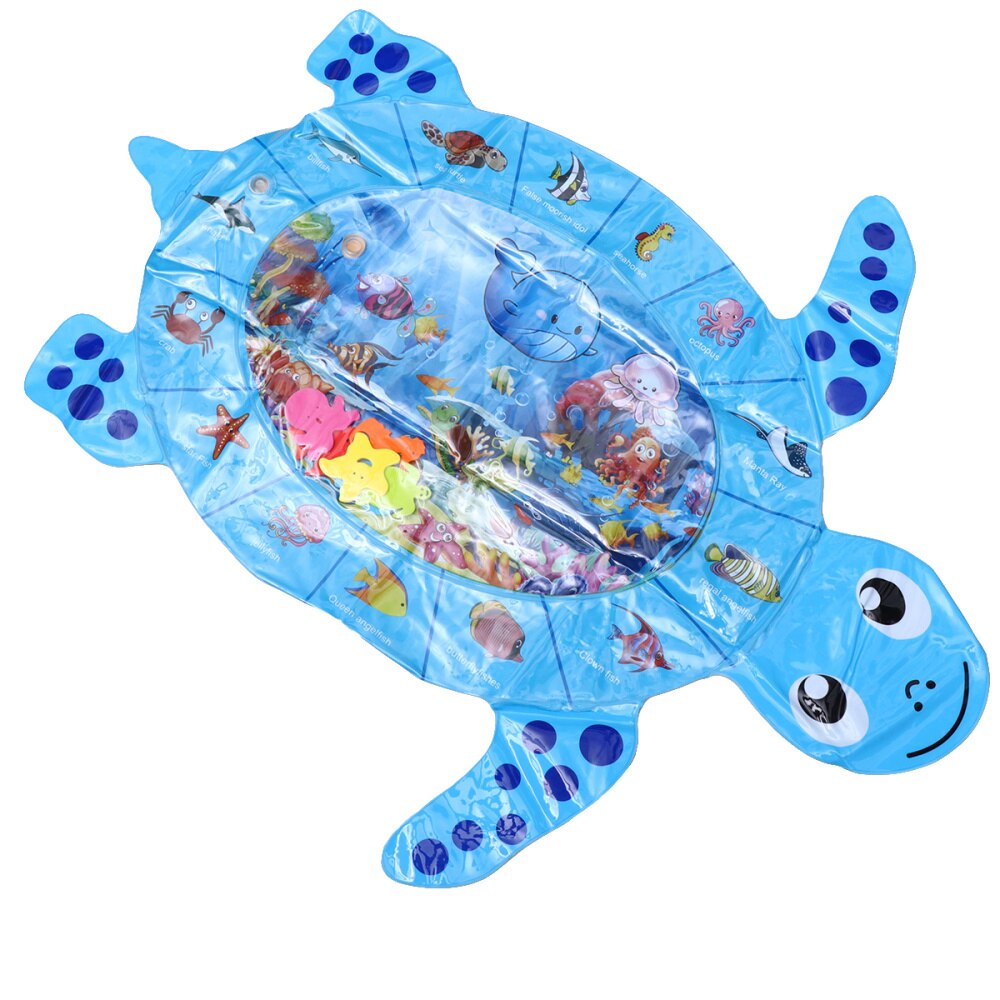 Baby PVC Tummy Time Cushion Sea Turtle Toddler Inflatable Ice Water Patted Mat Interaction Time Toddler Water Pad Playmat Pad (S