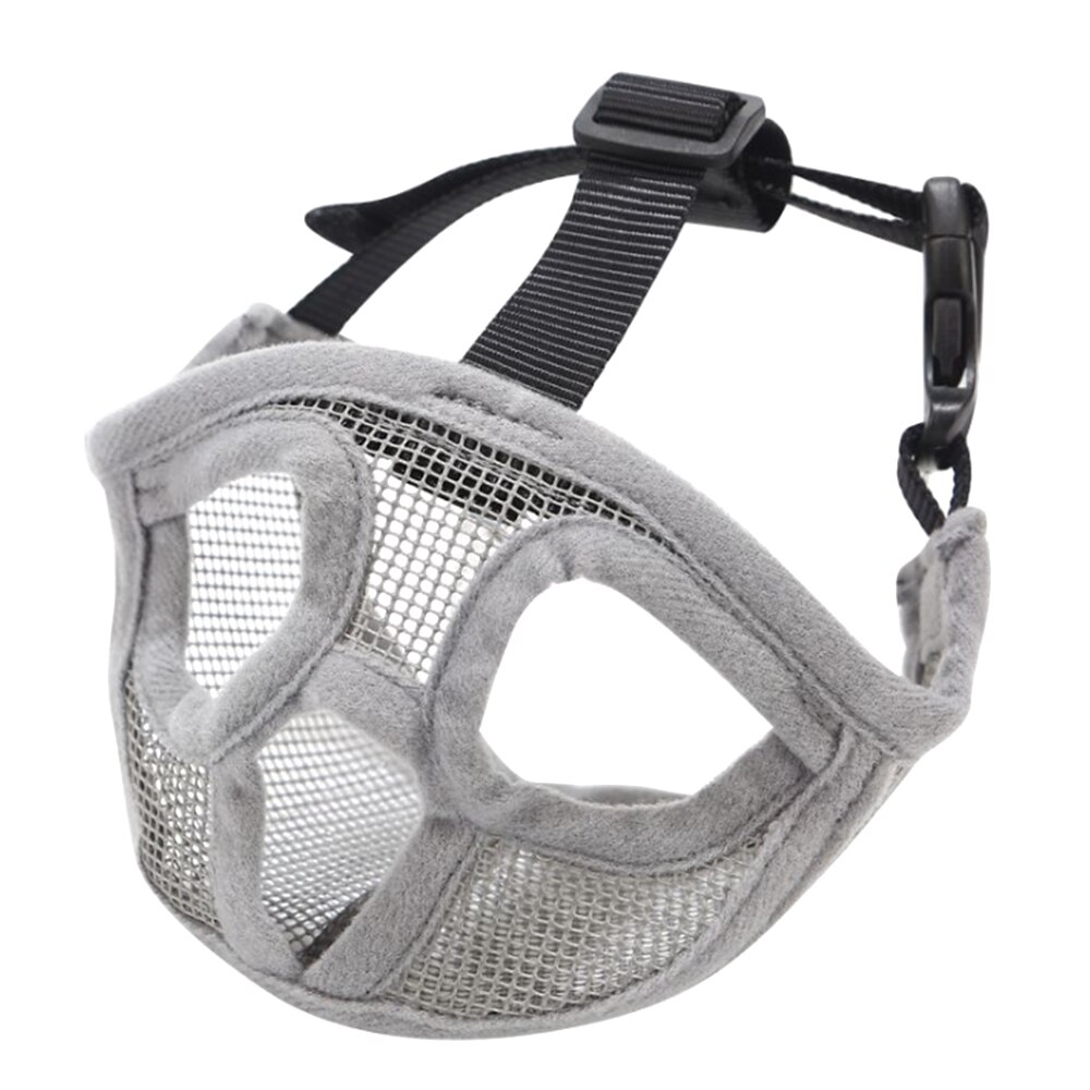 Korte Snuit Huisdier Hond Muilkorf Comfortabele Verstelbare Mesh Franse Bulldog Pug Mond Snuit Masker Dog Training Bark Control Apparaat: grey / XS