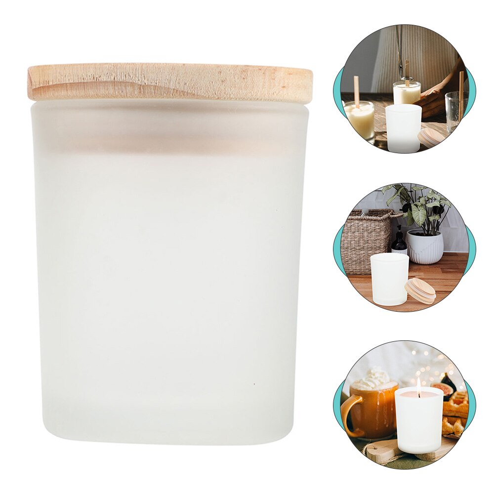 Glazen potjes met deksels, lege kaarsenhouders, vulbare wax kaarsenhouders voor het maken van kaarsen.: Transparant wit