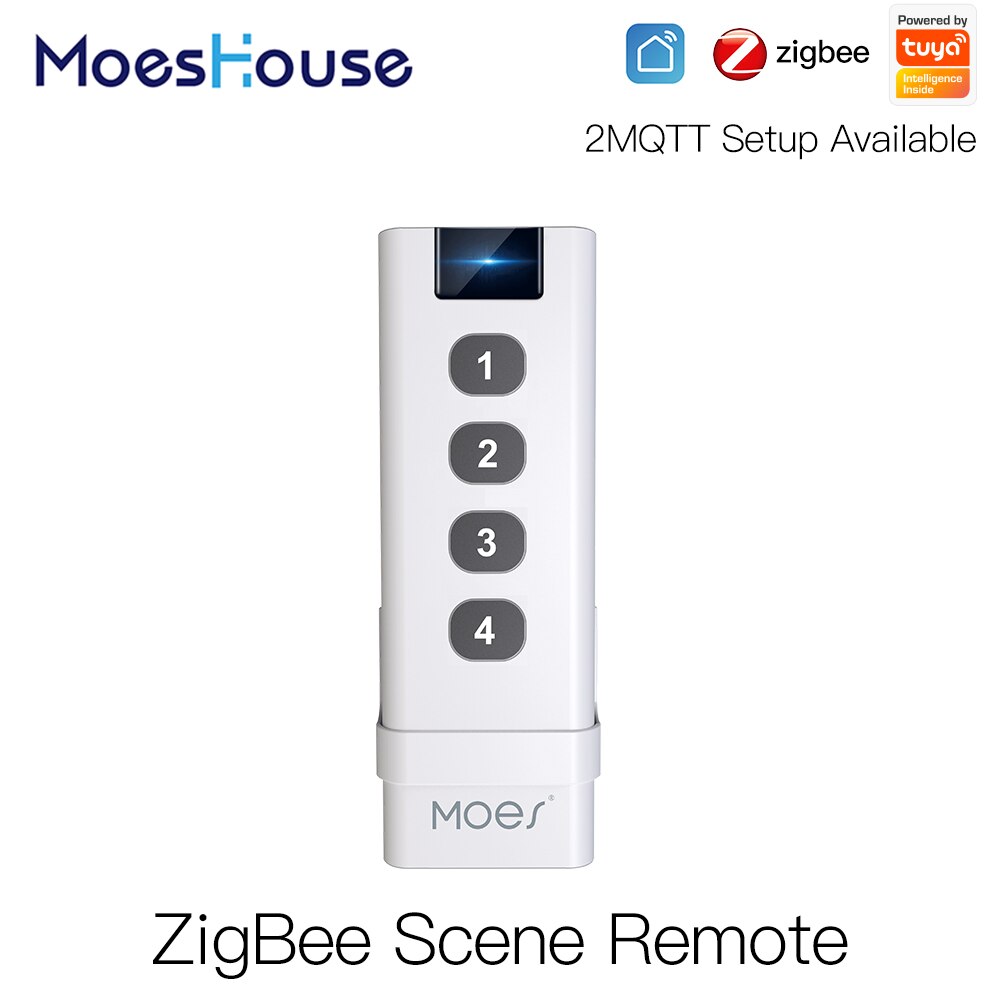 Moes ZigBee smart house Wireless Scene Switch 4 Gang Remote Portable Tuya Zigbee Hub Required No limit to Control Devices: 1 PC Remote Control