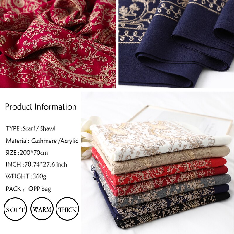 Luksusowy rękojeść kobiety zimowy szalik paszmina z kaszmiru damskie szale okłady Foulard solidny frędzel czeski ciepły Echarpe szaliki