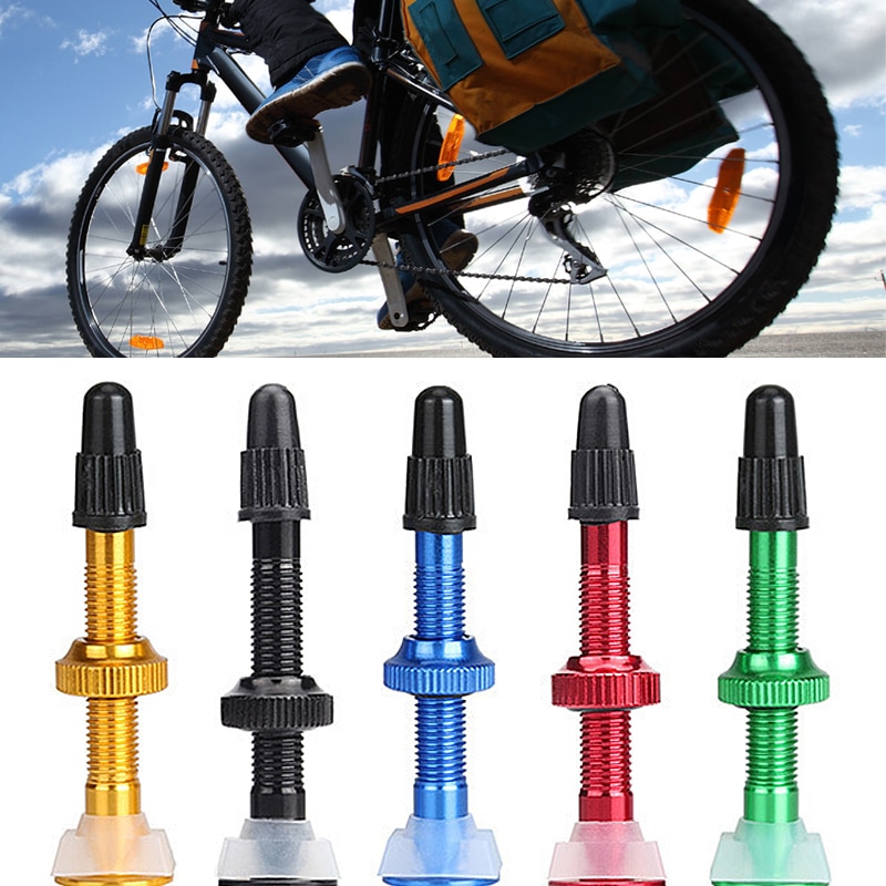 Bicycle 1Pair 40/60mm Valve For Road Bicycle Tubeless Tires Alloy Tubeless Sealant Compatible Vacuum Nozzle