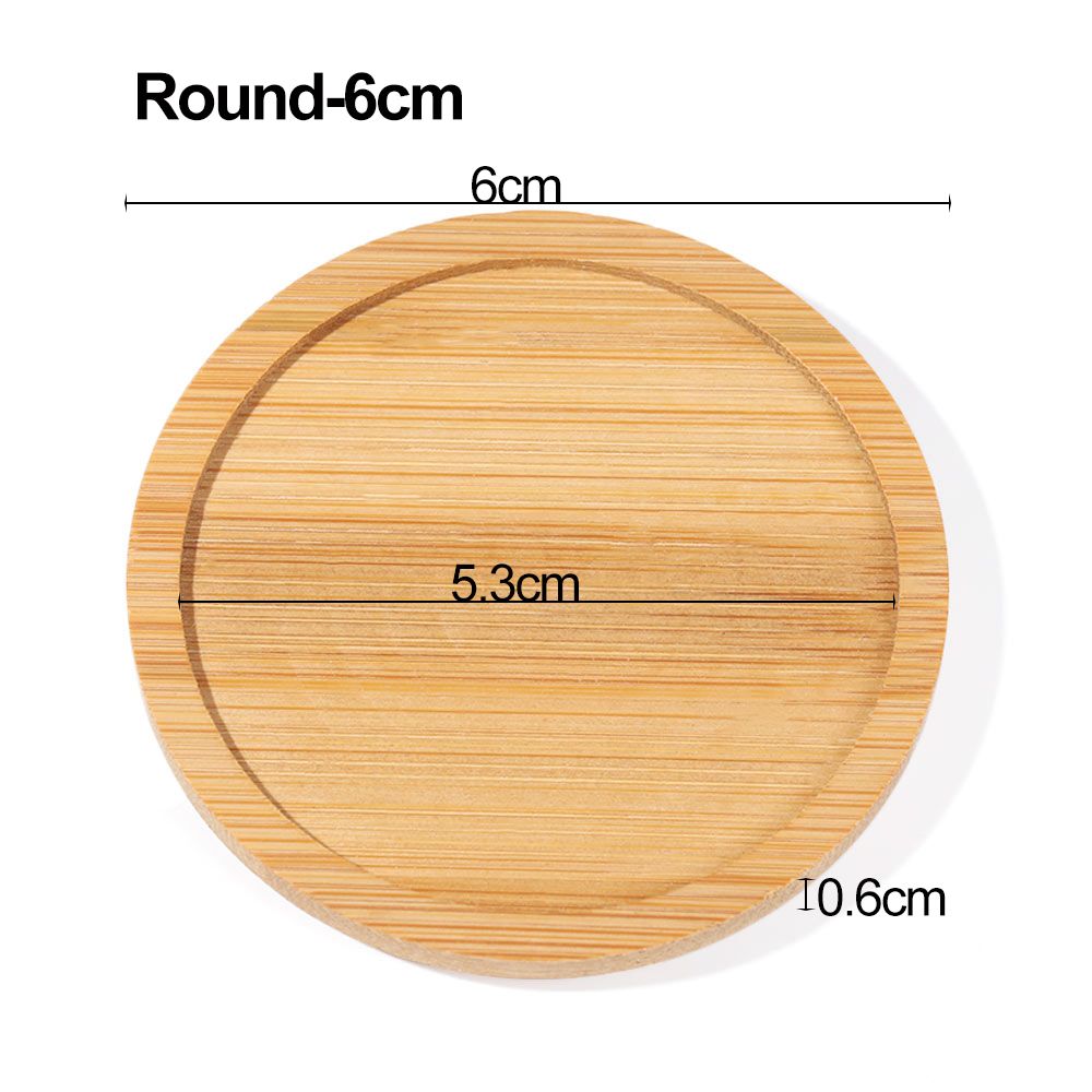 1PC Simple Bamboo Wood Tray Round Square Hexagon Flowerpot Base Pot Stander Succulents Bonsai Holder Home Decor Gardening: Light Grey