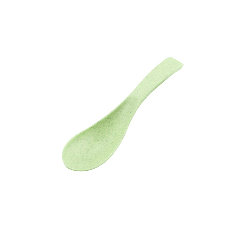 Baby Servies Cartoon Kids Verdeeld Kom Food Grade Eco Tarwe Stro Kinderen Plaat Babyvoeding Servies Eten Gerechten: Green spoon