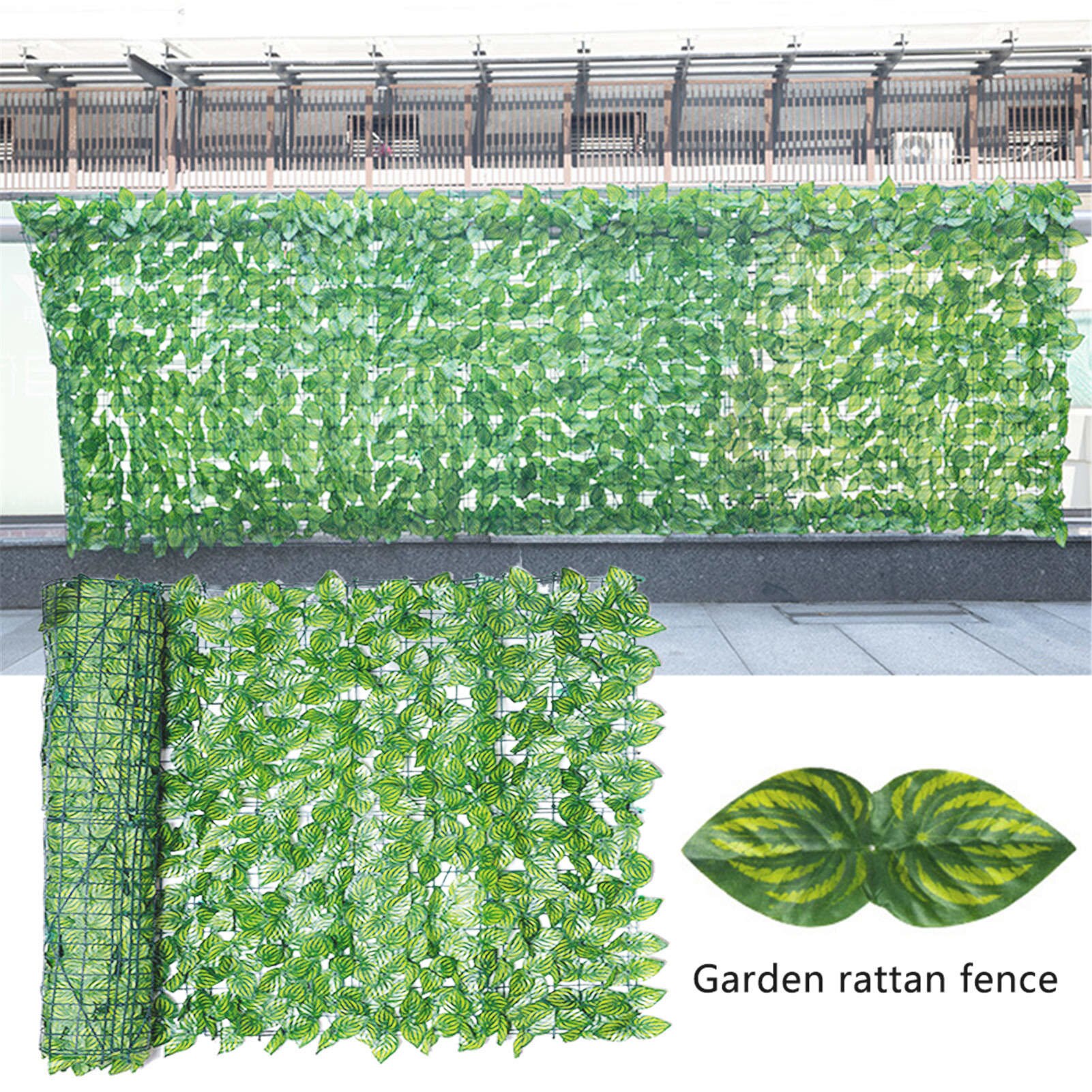 Artificial Leaf Screening UV Fade Protected Privacy Hedging Wall Landscaping Garden Fence Balcony Screen Outdoors Decoration