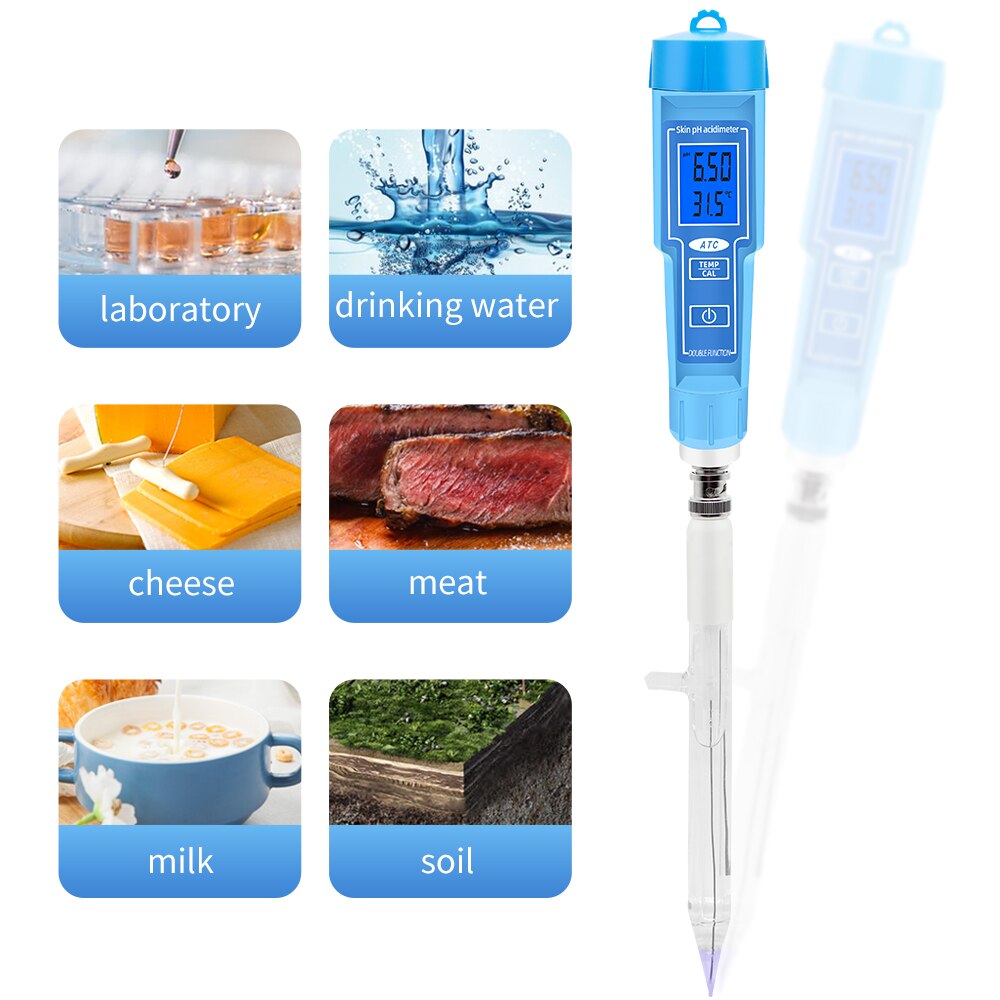 Digital Automatic Calibrating PH Meter ph-61181 PH Temp Acidimeter For Loose Soil Cheese Creams Water Tester 30% off