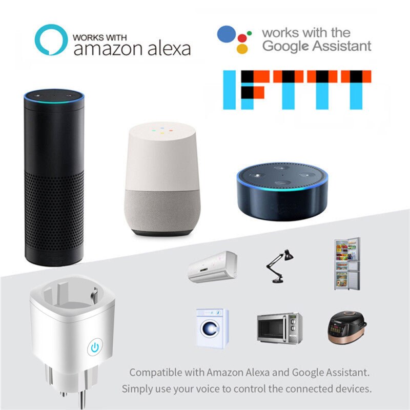 16A Smart Plug Socket EU Adaptor Wireless Power Socket Monitor Timing Function Smart Home APP Control With Alexa Google Home