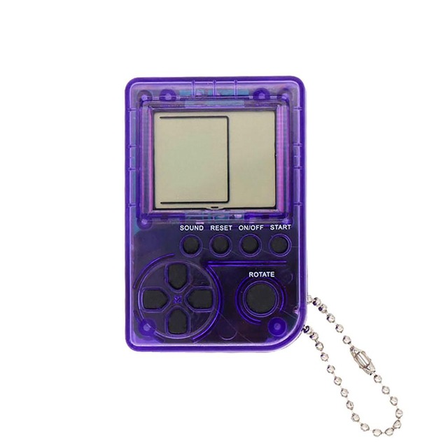 Mini-classique russe Tetris Machine de jeu pour enfants rétro-nostalgie Mini-jeu Machine clé lien jeu de poche: purple