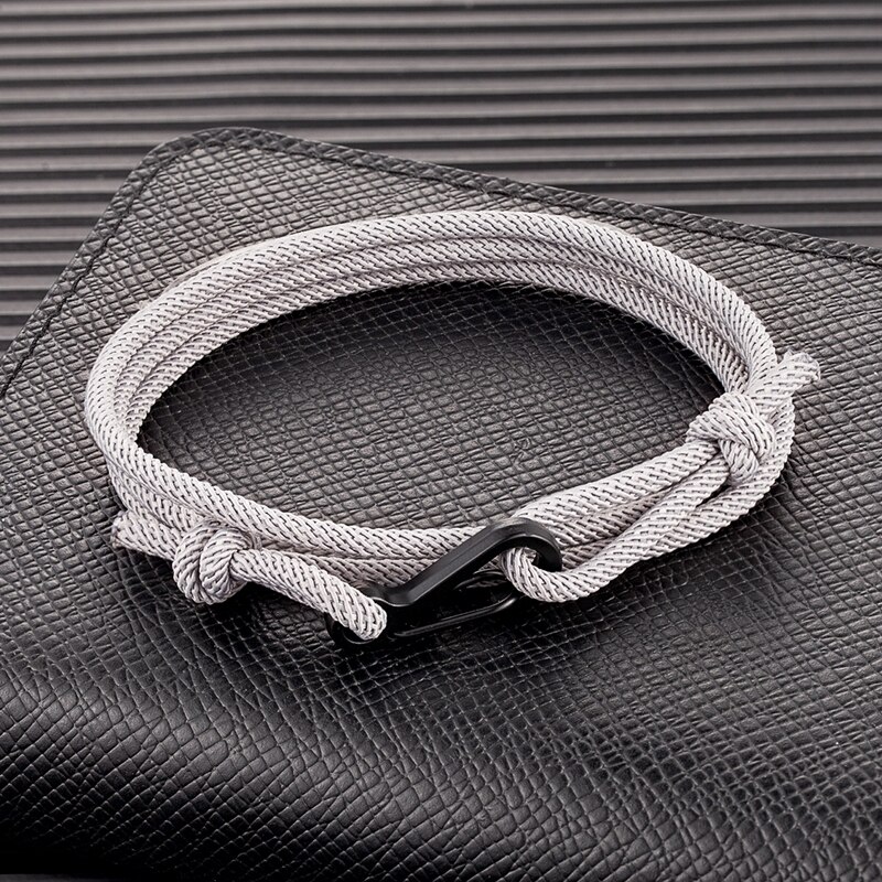 MKENDN-pulsera de cuerda de estilo náutico para hombre y mujer, brazalete minimalista de escalada, mosquetón, color azul oscuro, medianoche