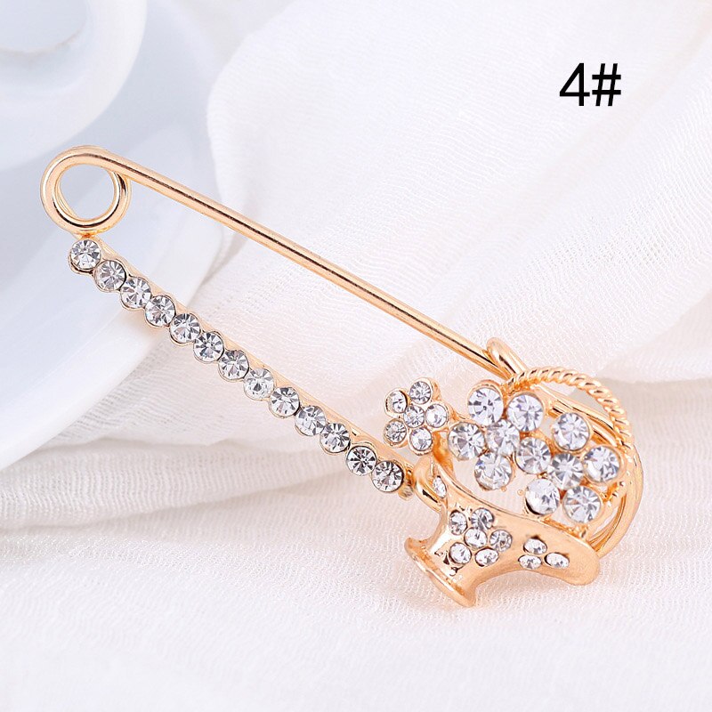 LNRRABC Elegante Kroon Crystal Flower Sjaal Gesp Broche Pin Revers Pin Kraag Vrouwen Meisje Pins Badges Voor Kleding Ornament: 9