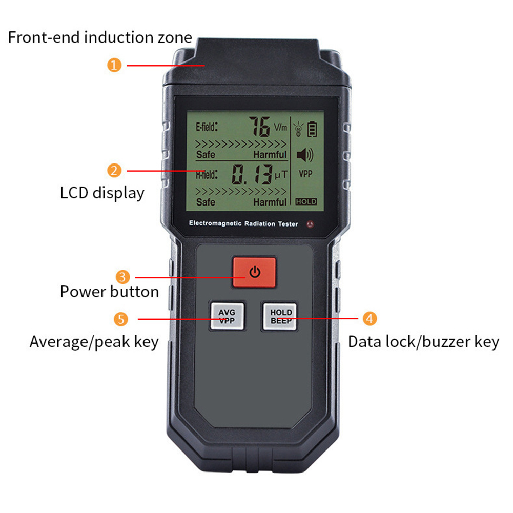 Handheld Digital LCD EMF Meter Electromagnetic Radiation Tester Electric Field Magnetic Field Dosimeter Detector
