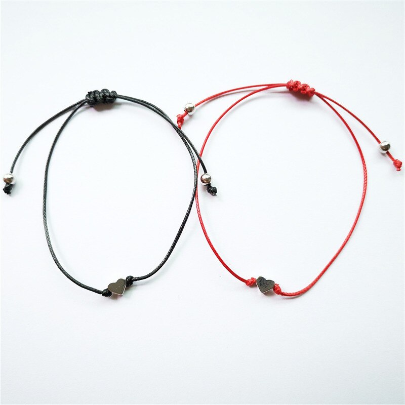 kleiner Finger Versprechen Paar Armbänder Für Frauen Männer verrotten Schwarz Schnur Glück Herz Charme Armbänder Valentinstag