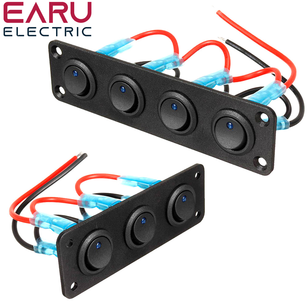 Panel de interruptor de palanca Universal de 12V, 1-6 entradas, USB, para coche, barco, camión, RV marino, accesorios de estilo LED azul, interruptor basculante marino: Verde