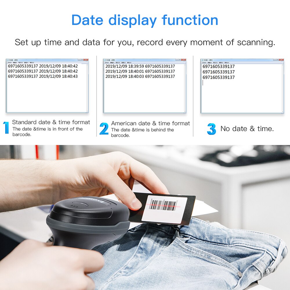 Eyoyo EY-018 1D Wireless Barcode Scanner Bluetooth 2.4G Wireless USB Barcode Reader For iPad PC Phone Supermarket Warehouse