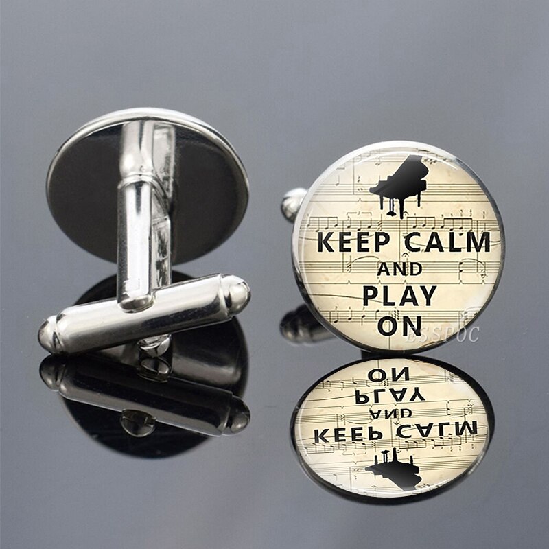 Musical Instruments Piano Flute Violin Guitar Music Symbol French Shirt Cufflinks for Men Wedding Cufflinks Cuff Links: size 9